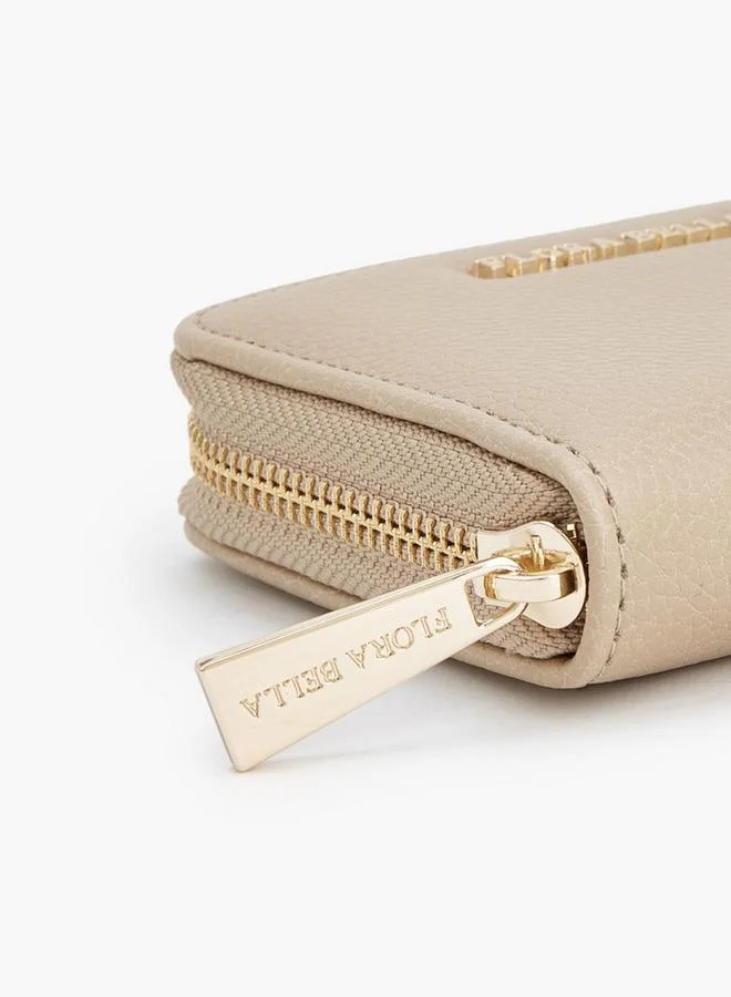 Flora Bella By Shoexpress Beige Textured Wallet With Zip Closure for Women | Best Price UAE